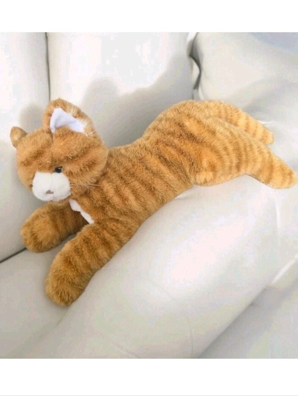 Vintage Fiesta Orange Striped Tabby Cat Plush Lying Stuffed Animal Toy 19" #5242